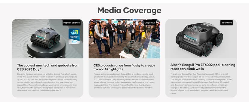 AIPER Cordless Robotic Pool Cleaner, WavePath Navigation, Wall-Climbing, Quad-Motor, 150 mins Runtime for Inground Pools up to 1,600 sq.ft, Seagull Pro ZT6002 (Renewed)