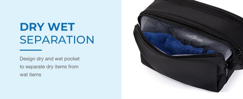 BAGSMART Toiletry Bag for Men, Travel Toiletry Organizer Dopp Kit Water-resistant Shaving Bag for Toiletries Accessories, Door Room Essentials, Black-medium