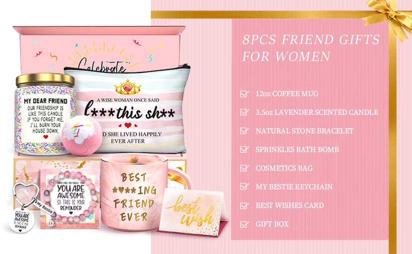 Birthday Gifts for Women Best Friends Friendship Gifts for Women Funny Gifts for Female BFF Female Bestfriend Bestie Scent Candles Coffee Mug Gifts for Friends Her Sister