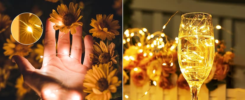 Brightown 12 Pack LED Fairy Lights Battery Operated String Lights - 7ft 20LED Waterproof Silver Wire Firefly Starry Moon Lights for DIY Crafts Wedding Table Centerpieces Party Bedroom Christmas