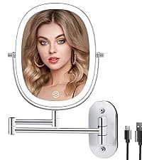 FUNTOUCH Rechargeable Travel Makeup Mirror with 72 Led Lights, Portable Lighted Beauty Mirror, 3 Color Lighting, Dimmable Touch Screen, Tabletop LED Folding Cosmetic Vanity Mirror