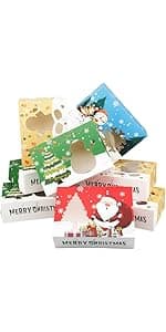 Zzrywuty 24 PCS Christmas Cookie Boxes for Gift Giving Golden Star White Bakery Boxes with Window,Christmas Treat Boxes for Pastry Dessert Cupcakes Mini Cake Pie Candy Donut,Baking Goods Packing Box