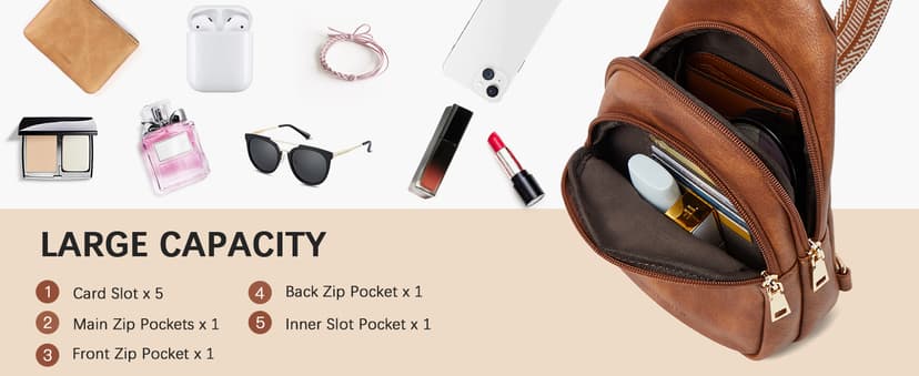 BOSTANTEN Small Sling Bag for Women Leather Crossbody Bags Fanny Pack Chest Bag for Travel