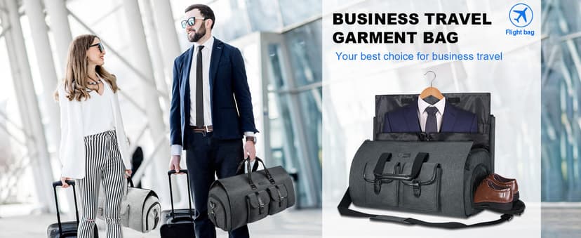 UNIQUEBELLA Convertible Garment Bag for Travel Carry on Garment Duffel Suit Bag with Shoe Compartment Weekend Flight Bag for Men