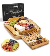 SMIRLY Charcuterie Board Set - Large Bamboo Cheese Board for Serving - House Warming Gifts New Home, Wedding & Bridal Shower Gift, Birthday Gift for Women