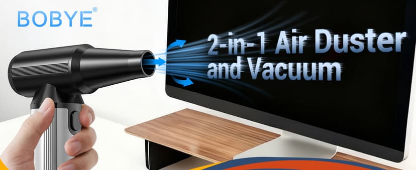 Compressed Air Duster, 2-in-1 Duster Blower & Vacuum with 320000RPM Super Power, Electric Air Duster Rechargeable, 3-Gear Adjustable Air Blower for Keyboard, Computer, Car, Home, and Outdoor Cleaning