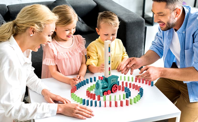 Domino Train Toys Kids Games - Automatic Stacking Creative Game 3+ Year Old - Stem Montessori Toy for Boys 4-6 - Summer Autistic Christmas Birthday Gifts 5 6 Toddler Ages 4-8