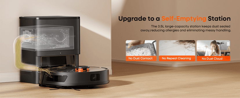 Robot Vacuum and Mop Combo,Lidar Navigation Robotic Vacuum Cleaner with 3.5L Self Emptying Station,5000Pa Vacuum Robot,180mins Runtime,No-Go&No-Mop Zones,App/Alexa/Remote Control,UR3