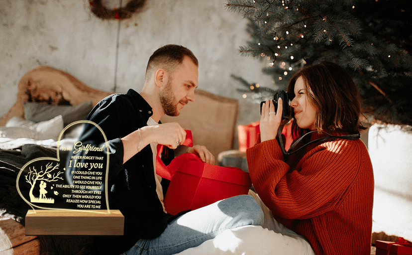 Hiipeenow Valentines Day Gifts for Girlfriend, to My Girlfriend Acrylic Engraved Night Light 15 * 19CM Presents, Birthday Anniversary Christmas Valentines Day Gifts for Girlfriend
