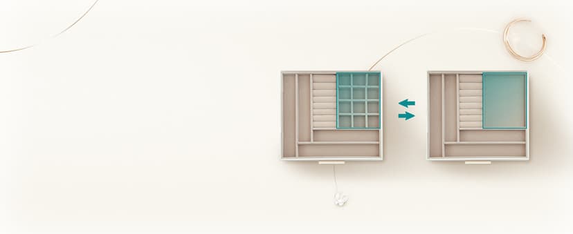 SONGMICS Jewelry Box Organizer with Glass Lid, 3-Layer Jewelry Storage, with 2 Drawers, Modern Style, Christmas Gift, 8 x 9.1 x 5.3 Inches, Cloud White and Gold Color UJBC239WT