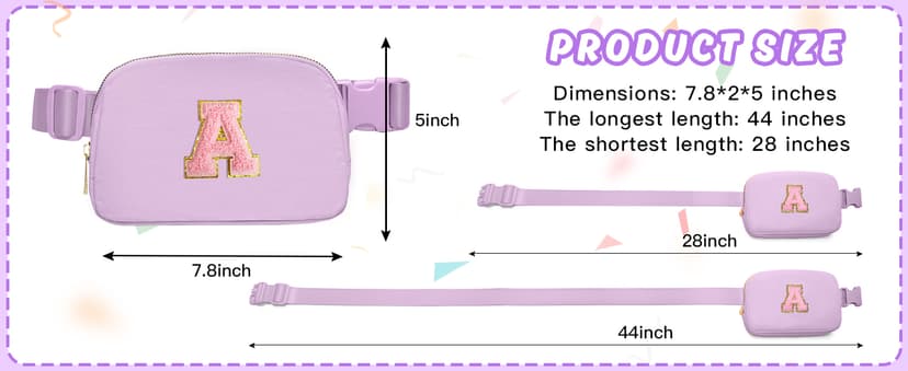 Gitus Gifts for 7 8 9 10 11 Year Old Girls Belt Bag Fanny Pack Crossbody Bags with Initial Letter Patch Birthday Gifts for Daughter Sister Friends Teen girls (Icing Blue-A)