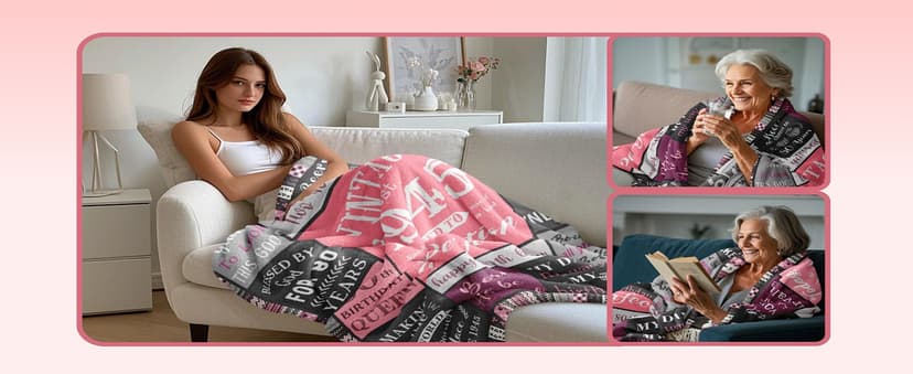 Ryubein 80th Birthday Gifts for Women, 80th Birthday Decorations for Women, 80 Year Old Birthday Gifts for Woman, Best Gifts for 80th Birthday, 1945 80th Birthday Blanket 50" X 60"
