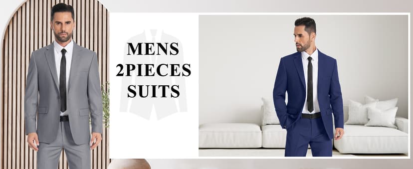 Mens Suit 2 Piece Suits for Men One Button Slim Fit Solid Jacket & Pants Tuxedo Set Business Wedding Party