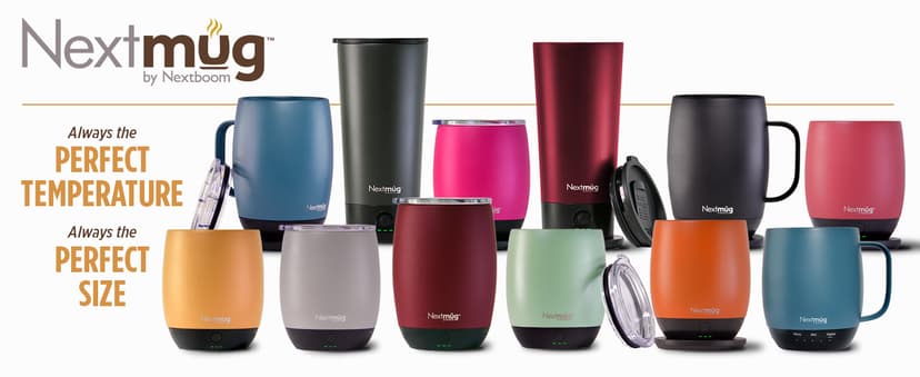 Nextmug - Temperature-Controlled, Self-Heating Coffee Mug (Black - 14 oz.)