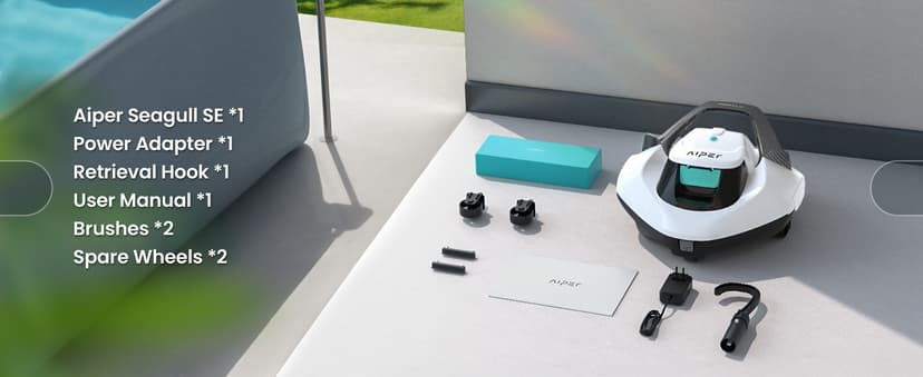 AIPER Cordless Robotic Pool Cleaner, Pool Vacuum Lasts 90 Mins, LED Indicator, Self-Parking, Ideal for Above-Ground Flat Pool up to 860 sq.ft