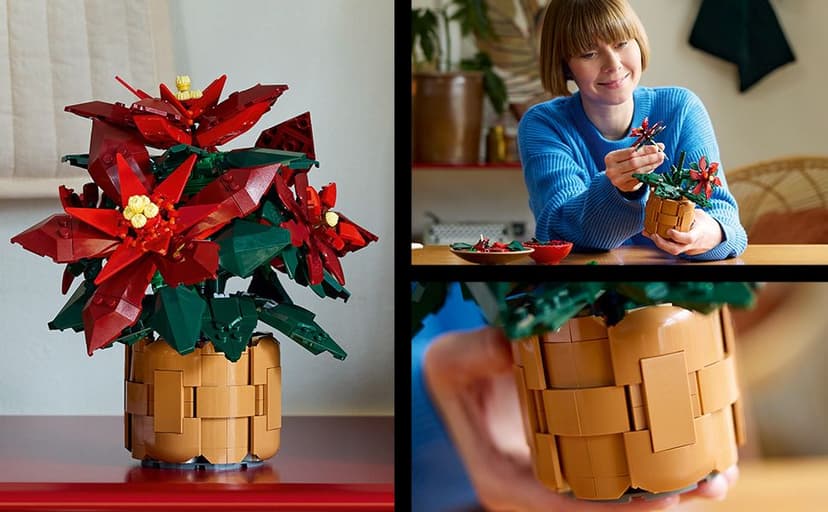 LEGO Icons Poinsettia Building Set - Artificial Flower Decorations & Centerpieces for Table, Adults Ages 18+ - 10370