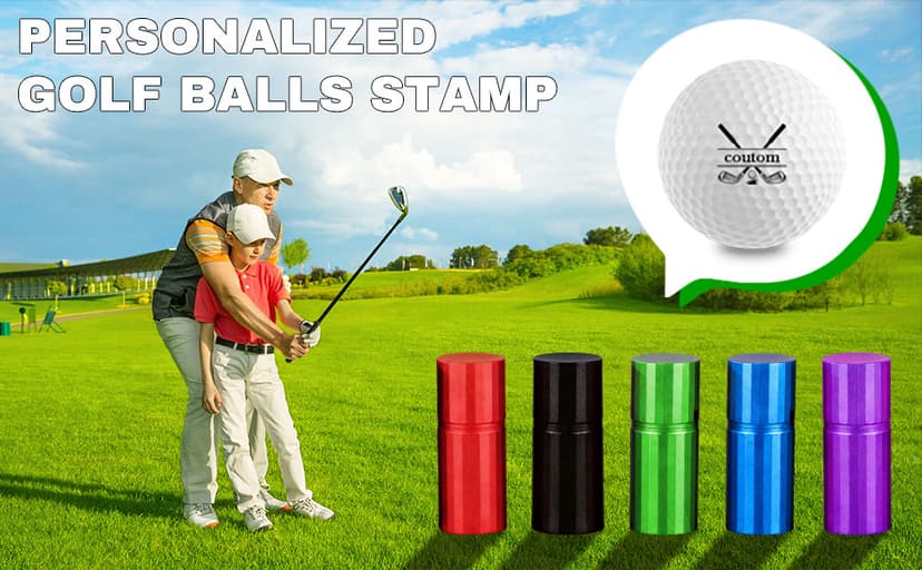 Golf Ball Stamp Personalized - Custom Monogram Logo & Name Marker with Durable Waterproof Ink, Reusable Stamper for Golfers, Men, Women Gifts, Unique Golf Accessories for Retirement, Birthday, Party
