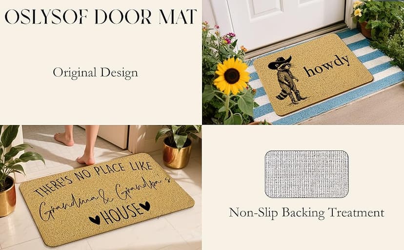 Grandma Grandpa Gifts Door Mat, Grandma and Grandpa's House Funny Doormat for Front Door Indoor Outdoor Porch Entrance Entryway, Gifts for Grandparents Welcome Mat Outside, 17x30 Inches