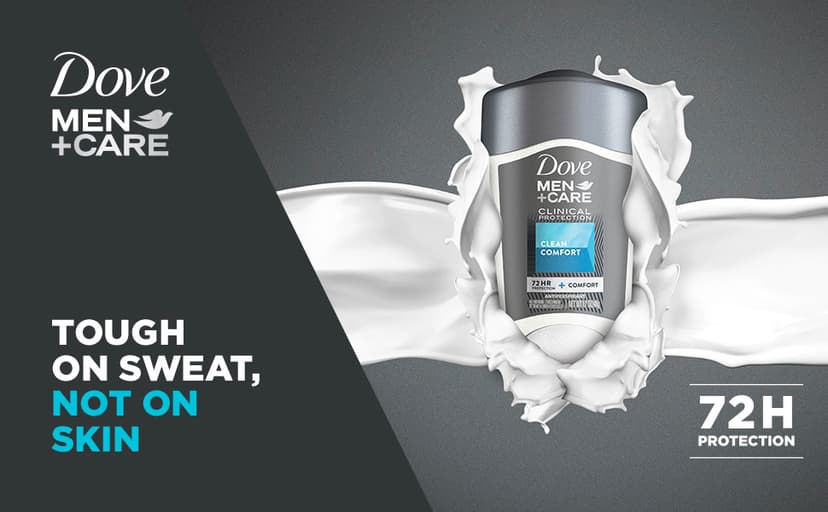 DOVE MEN + CARE Clinical Protection Antiperspirant Clean Comfort Stick for Men 96-Hour Sweat and Odor Protection Clinical Strength Antiperspirant with 1/4 Moisturizing Cream 1.7 oz