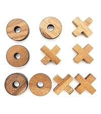 BSIRI Wooden Tic Tac Toe Game - Brain Teaser Puzzles for Adults and Unique Gifts for Kids, Coffee Table Decor Living Room Decor Modern Wood Decor, Classic Board Games for Family (5.5 Inch)