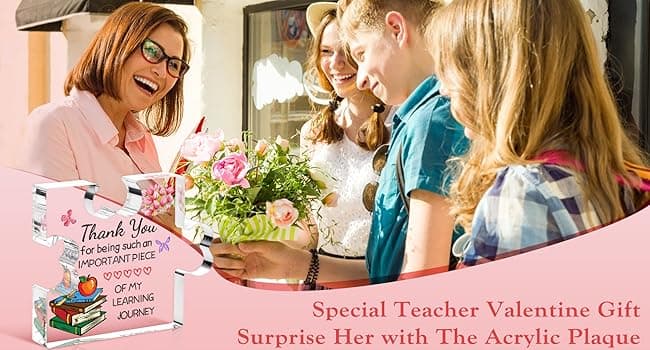 Funnli Teacher Gifts, Back to School Teacher Gifts, Teacher Appreciation Gifts Acrylic Plaque, Thank You Graduation Valentines Day Christmas Gifts for Women Teacher Classmate Study Partner Roommate