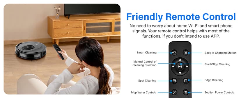 Tikom Robot Vacuum and Mop Combo, 5000Pa Robotic Vacuum Cleaner, 150 Min Max, App & Remote Control, Ideal for Hard Floor, Carpet, Pet Hair, Self-Charge(G8000 Max)