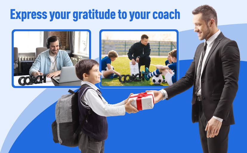 Amyhill 9 Pcs Coach Gifts Football Soccer Coaches Gifts Thank You Coach Wood Sign Whistle Stainless Steel Whistle with Rope White Marker Pen Christmas Thanksgiving Gift for Men Women Football Sports