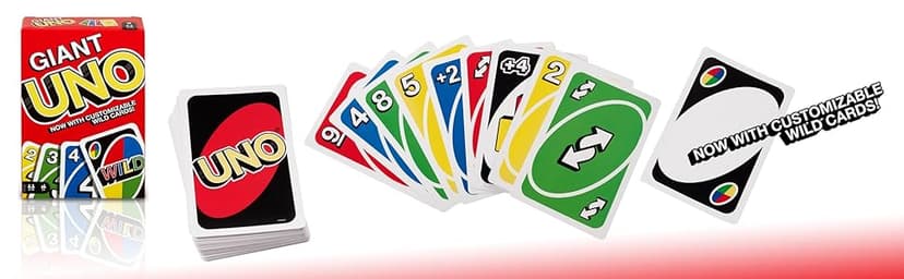 Mattel Games Giant UNO Card Game for Kid, Adult & Families, Color Blind Accessible & Customizable Large Deck