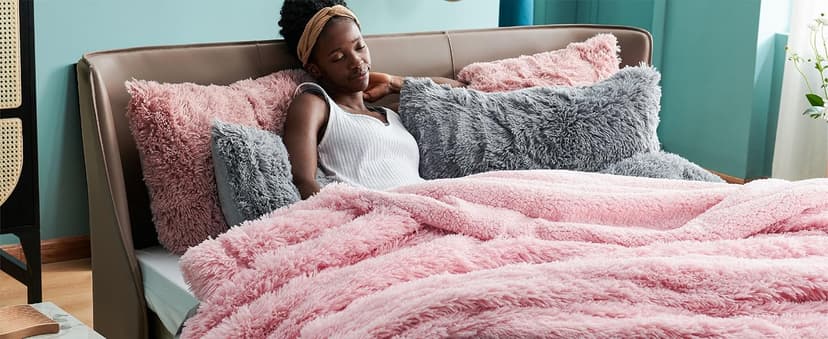 Bedsure GentleSoft Fluffy Fuzzy Faux Fur Throw Blanket for Couch, Soft Sherpa Fleece Cozy Gifts for Women, Plush Bed Blanket Christmas Room Decor for Men, Thick Warm Minky Teen Gifts Winter Bedding