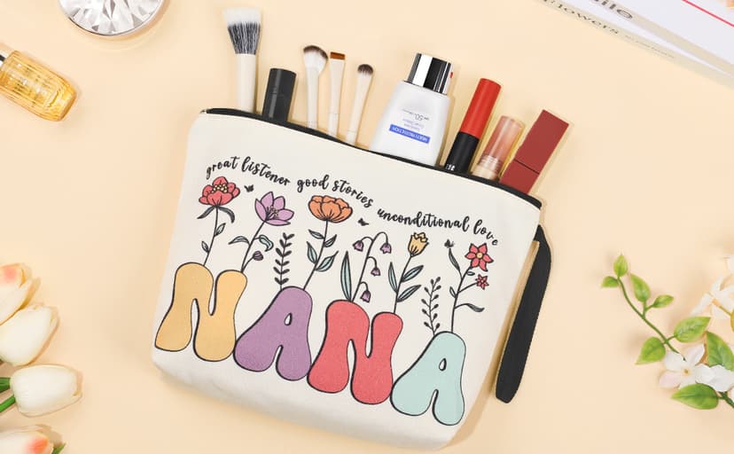 Grandma Gifts for Birthday Tote Bag Grandma Gifts Set from Granddaughter Grandson Grandchildren Grandkids Best Grandma Gifts Basket Tote Bag Makeup Bag 16 Oz Can Glass Bead Bracelet