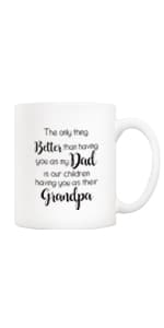 5Aup Fathers Day Christmas Gifts Funny Dad Coffee Mug from Child Daughter Son Kids, Best Father Ever Cups 11 Oz, Unique Birthday and Holiday Gifts for Dad Father