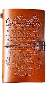 Daughter Gift from Dad, GIFTRRY to My Daughter Leather Journal, 140 Page Refillable Writing Journal, Graduation Birthday Gifts for Daughter from Dad, Father Daughter Gifts for Adults Daughter