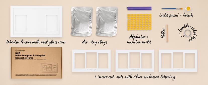 Baby Hand and Footprint Kit - Clay Handprint Keepsake Frame, Newborn Nursery Picture Frame, Personalized New Mom Gifts for Baby Shower & Registry (Alpine White)