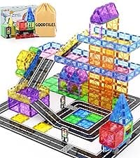 Magnetic Tiles - Road Set, Magnetic Building Blocks, Preschool Montessori Toys Gift for 3+ Year Old Boys and Girls, Sensory Christmas Toys for Kids Aged 3-5 and 4-8, Ideas for Toddler with Autism