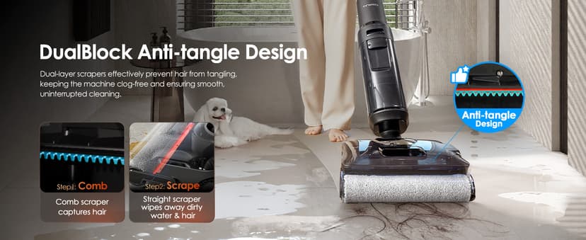 Tineco Floor One S7 Stretch Steam Cordless Wet Dry Vacuum Steam Mop All-in-One, 320℉ HyperSteam, 180° Lay-Flat, Anti-Tangle Design, FlashDry Self-Cleaning, Up to 75 Min Runtime