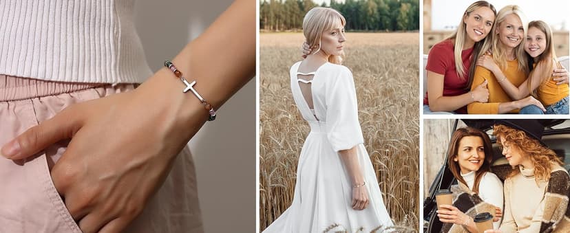 TONY & SANDY Cross Bracelet for Women, Christian Gifts for Women, Confirmation Baptism Easter Gifts, Unique Gift for Friends Daughter Mom Sister in Christ Niece on Birthday Christmas