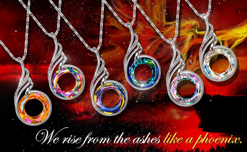 Kate Lynn "Rise From the Ashes Phoenix Necklace Made with Crystals from Austria, 18"+2" Necklace, Packaged with Jewelry Box, Birthday Gift for Women, Symbol of Luck and Renewal