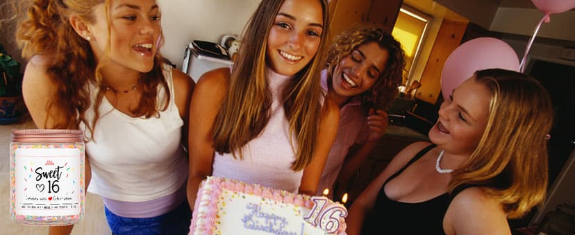 Homsolver 16th Birthday Gifts for Girls, Vanilla Cream Scent Best Ideas Birthday Presents for Daughter, Friends, Sister, Handmade Aromatherapy Candle Decorations