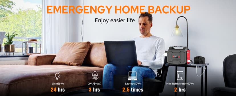 Solar Powered Generator 200W Peak/100W Rated, Portable Solar Generator Power Station with Solar Panels 40W Included, 146Wh Solar Power Bank with AC Outlet 110V for Home Use Camping Outdoor Adventure