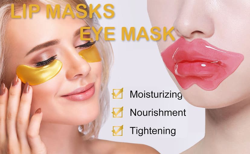30 Pairs Lip Masks & Eye Masks,24K Gold Gel Crystal Collagen Eye Patches for Puffy Eyes,Effectively Nourishes,Moisturizing& Reducing Dark Circle Eye Bags,Birthday Gifts for Women,Christmas Gifts