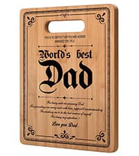 AceThrills Dad Birthday Gift for Dad Gifts Who Wants Nothing from Daughter Son - Engraved Bamboo Cutting Board 12.3"L x 8.7"W x 0.4"Th