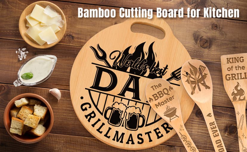 Dad Birthday Gift - Engraved Bamboo Cutting Board Set, Unique Gifts for Dad from Daughter/Son, Fathers Day Christmas Birthday Gifts for Dad Daddy Father
