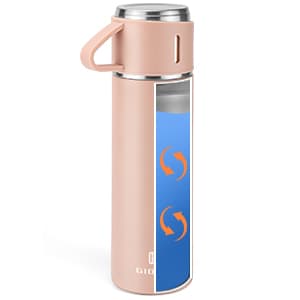 Stainless Steel Thermo 500ml/16.9oz Vacuum Insulated Bottle with Cup for Coffee Hot drink and Cold drink water flask.(Pink,Single)