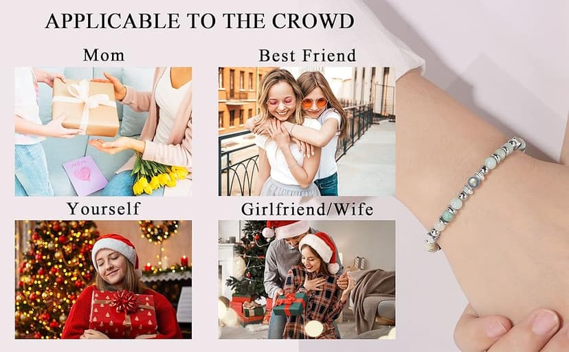 𝗚𝗶𝗳𝘁𝘀 𝗳𝗼𝗿 𝗪𝗼𝗺𝗲𝗻 𝗠𝗼𝗼𝗻𝘀𝘁𝗼𝗻𝗲 𝗕𝗿𝗮𝗰𝗲𝗹𝗲𝘁 Amazonite Colorful Imperial Jasper Stainless Steel Beads Bracelets, Graduation Mothers Day Christmas Birthday Gifts for Her Women