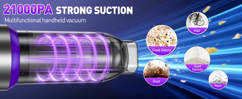 Vacuum/Air Duster 80,000RPM Super Power Mini Car Vacuum Cleaner 4-in-1 air Blower Gun Air Duster & Air Blower & Pump Hand Electric air Duster Handheld dust Blower Blower Cordless (Purple)