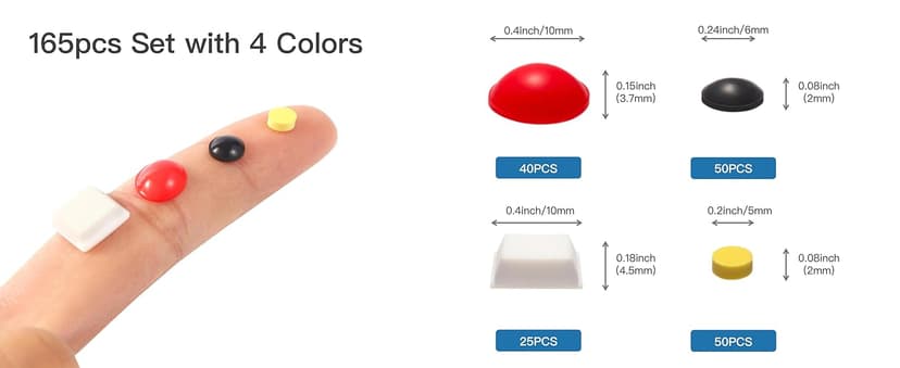 Bump Dots for Visually Impaired 165 Pcs Combo Pack(Red,Yellow,Black,White) - Low Vision Aids Braille Stickers Raised Tactile Dots for Elderly, Blind