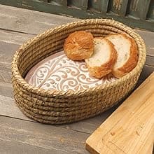 Bread Warmer Basket with Stone - Bread Baskets for Serving Tortilla, Sourdough Maker, House Warming Gifts New Home, Terracotta, Bakers Gift for Kitchen, Women, Men, Birthday, Hostess Farmhouse
