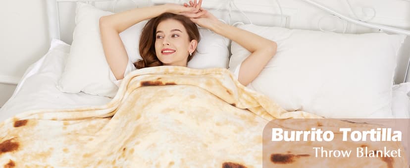 SeaRoomy Burritos Tortilla Blanket, Realistic Food Wrap Blanket Double Sided, Novelty Funny Tortilla Round Giant Soft Blankets (Beige, 47 inches)