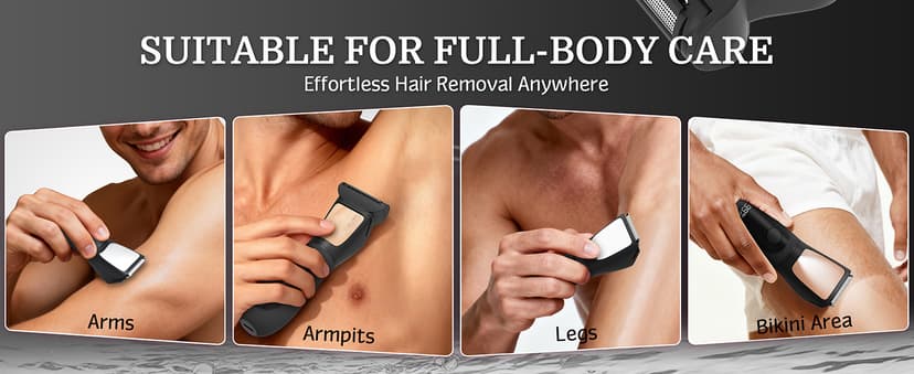 Bikini Trimmer for Women Men, 2 in 1 Electric Razors Shaver, IPX7 Waterproof Body Hair Trimmer with Mirror, LED Light & Display, Painless Pubic Hair Removal, Black