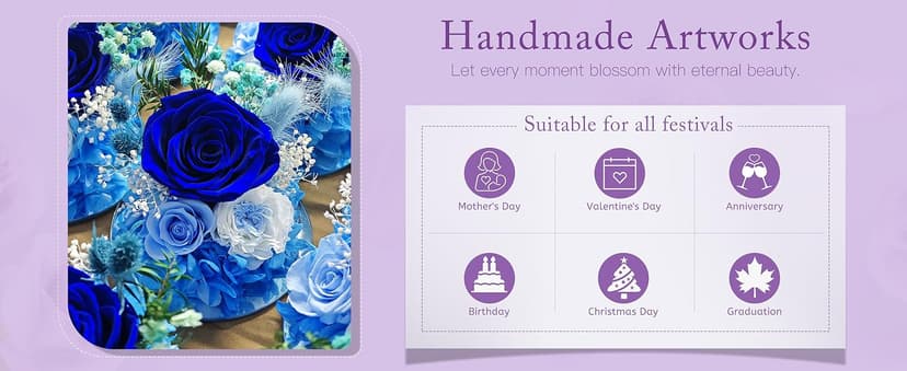 Gifts for Women Birthday Preserved Rose Forever Flower in Glass Angel Figurines Fresh Flowers for Delivery for Mom Real Colorful Roses for Grandma Sister Wife Her from Daughter